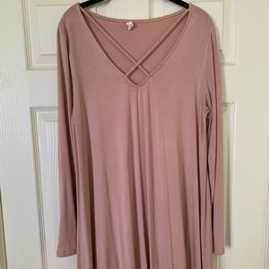 Blush long sleeve crisscross dress